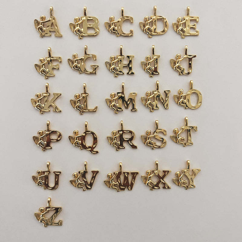 Angel Letter Pendant Custom Gold Plated Initial Necklace