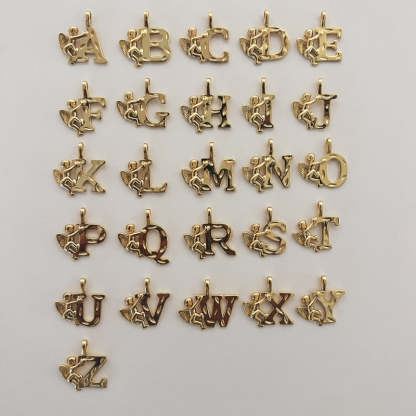 Angel Letter Pendant Custom Gold Plated Initial Necklace