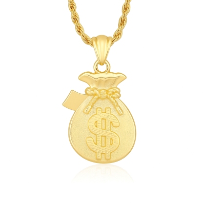 Gold Plated Dollar Money Bag Design Pendant Necklace