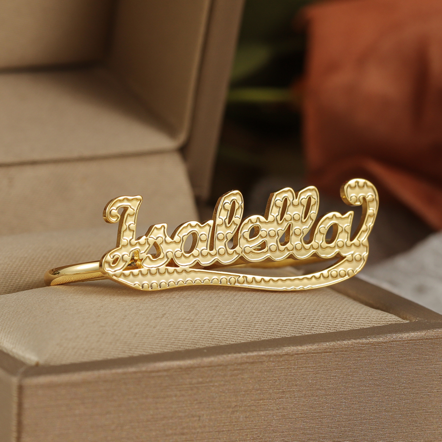 Two Finger Ring Personalized Gold Plated Name Ring