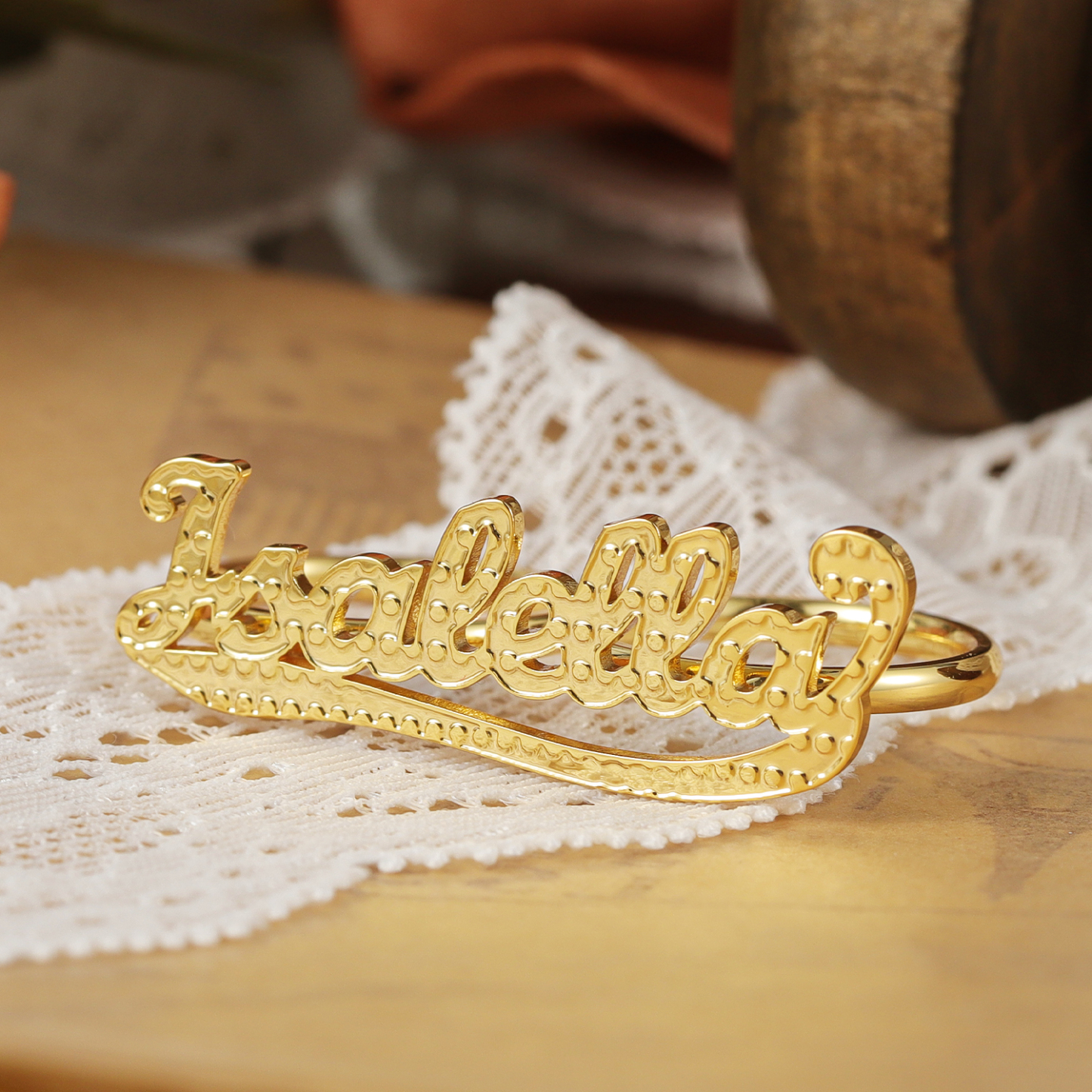 Two Finger Ring Personalized Gold Plated Name Ring