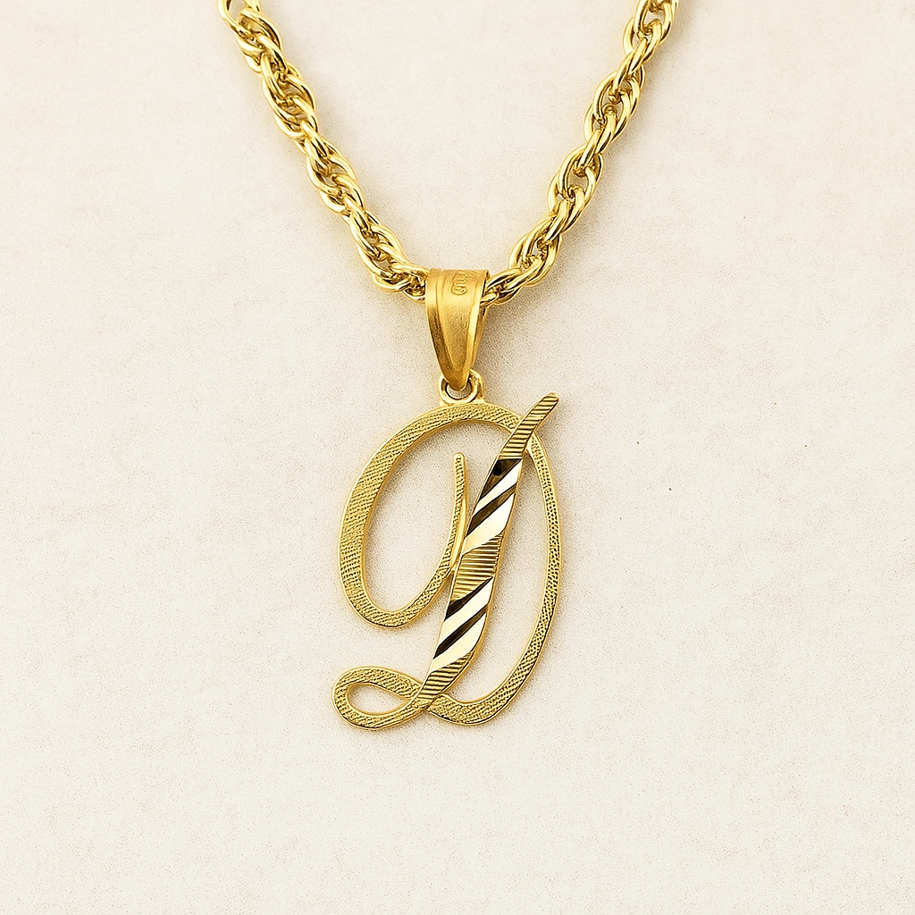 Gold Filled Customized Diamond Cut Letter Initial Neckalace