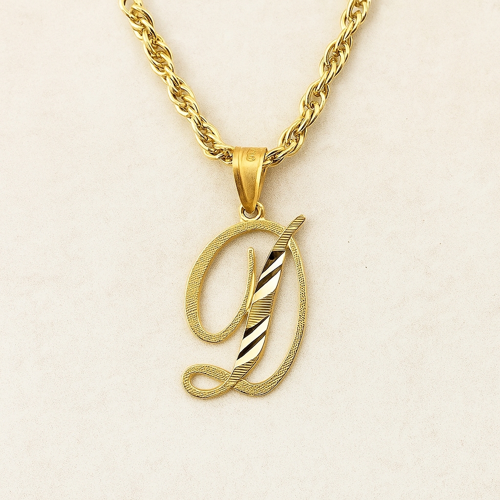 Gold Filled Customized Diamond Cut Letter Initial Neckalace