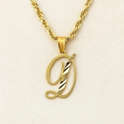 Gold Filled Customized Diamond Cut Letter Initial Neckalace
