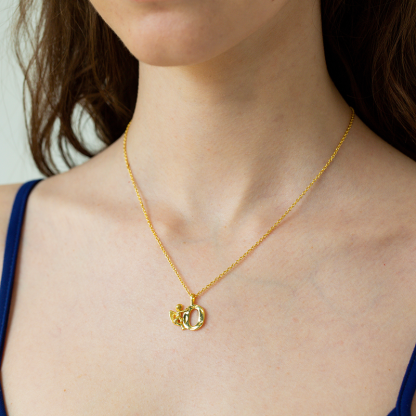 Angel Letter Pendant Custom Gold Plated Initial Necklace