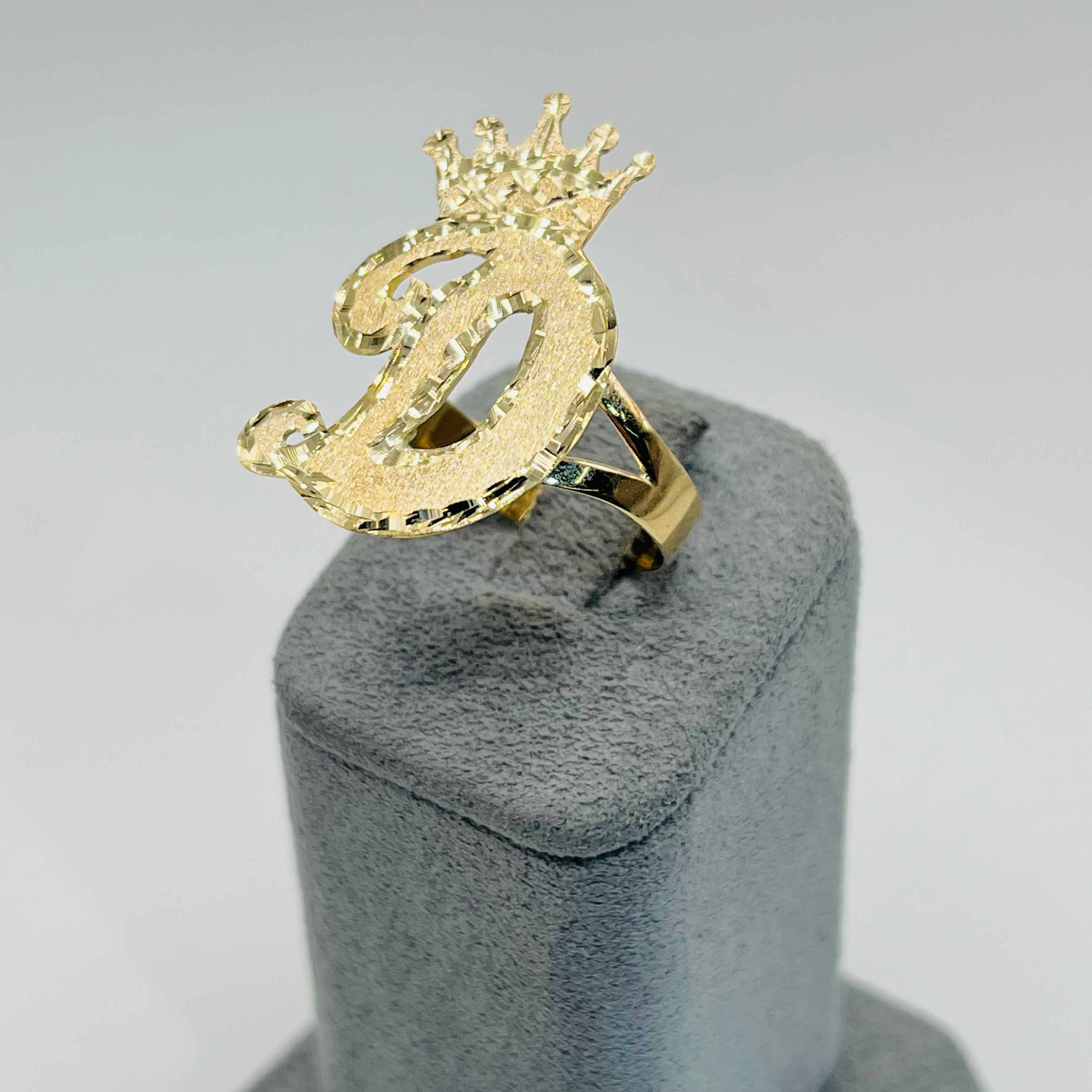 Gold Plated Custom Crown Initial Ring