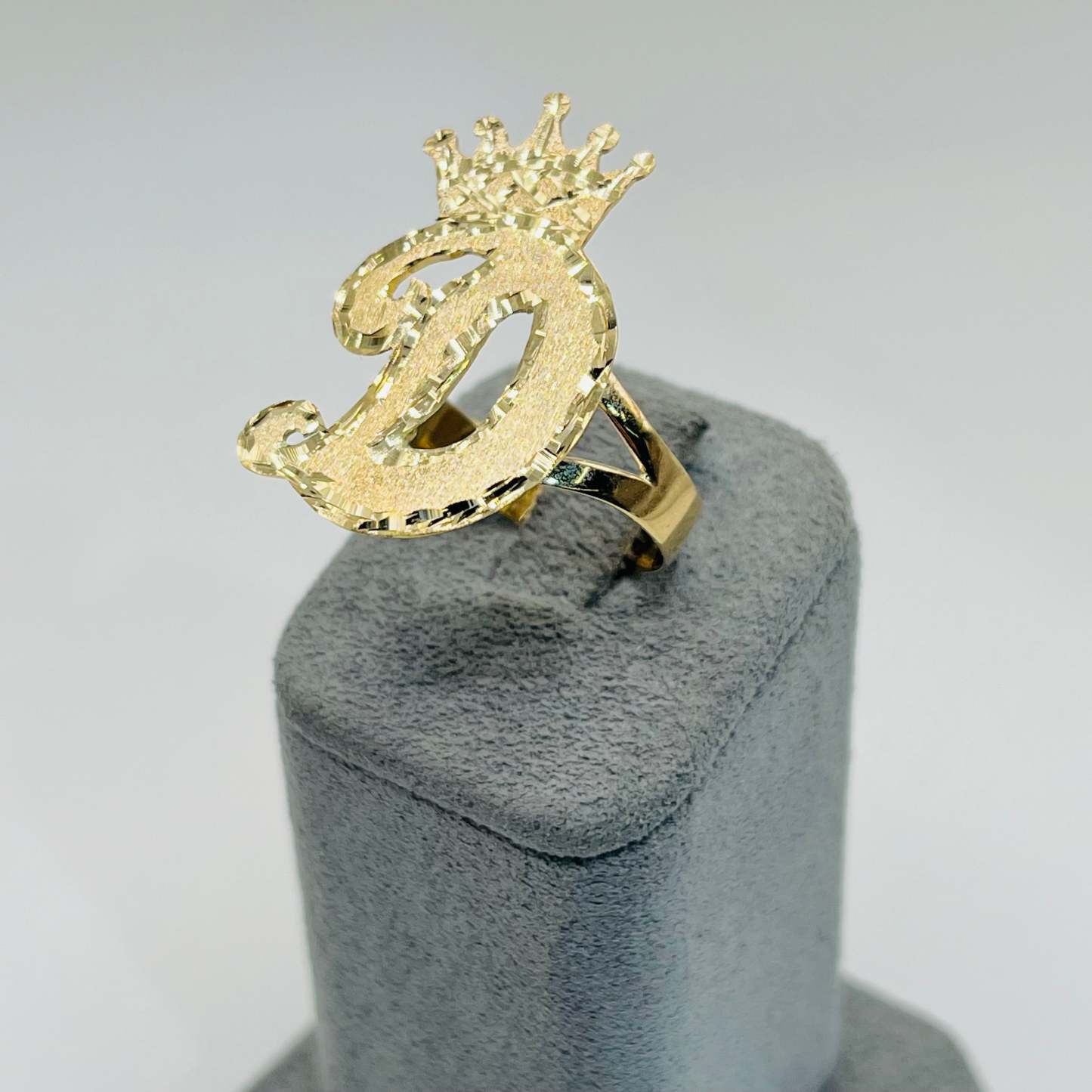 Gold Plated Custom Crown Initial Ring