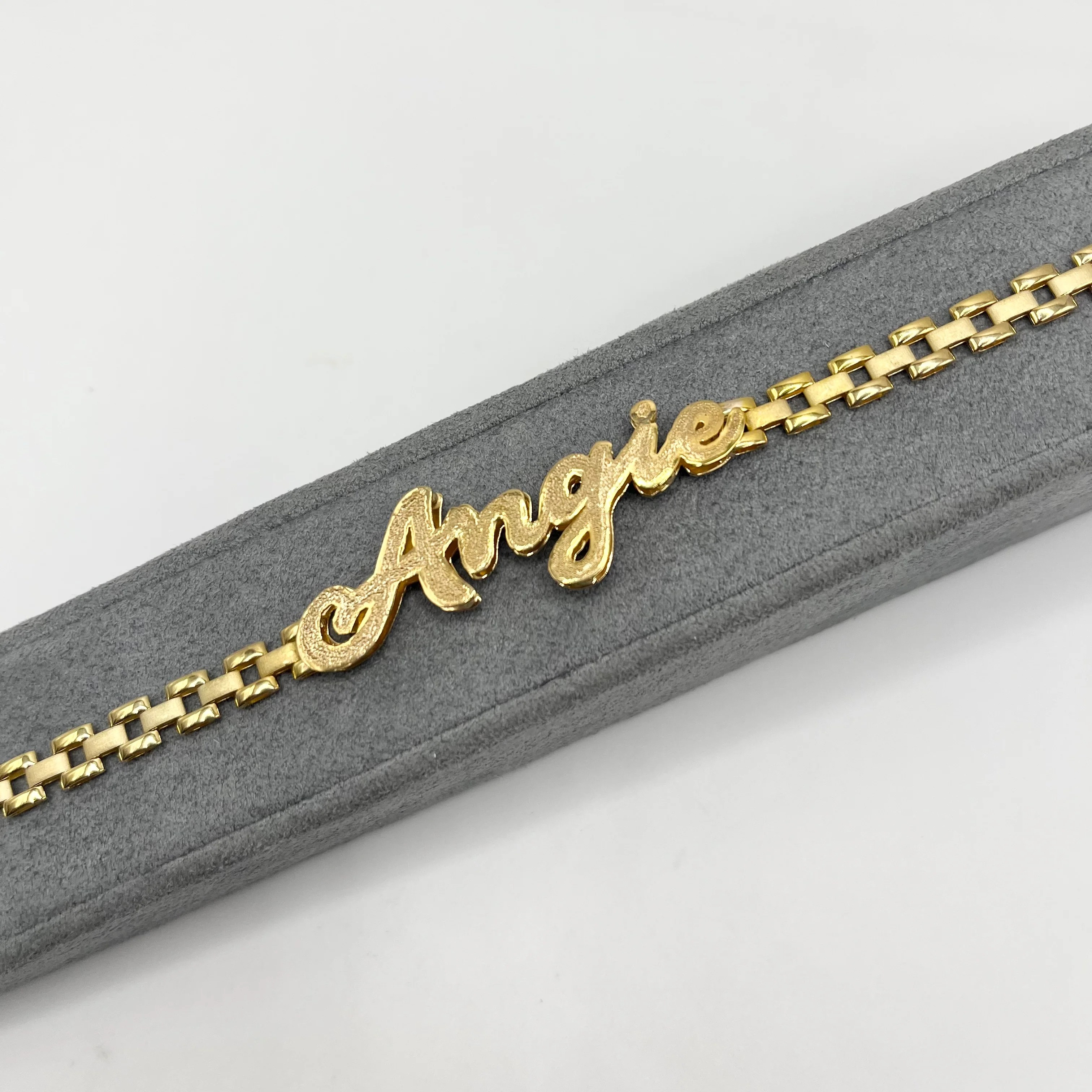 Gold Plated Custom Nameplate 5mm RX Chain Bracelet