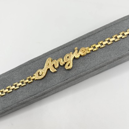 Gold Plated Custom Nameplate 5mm RX Chain Bracelet