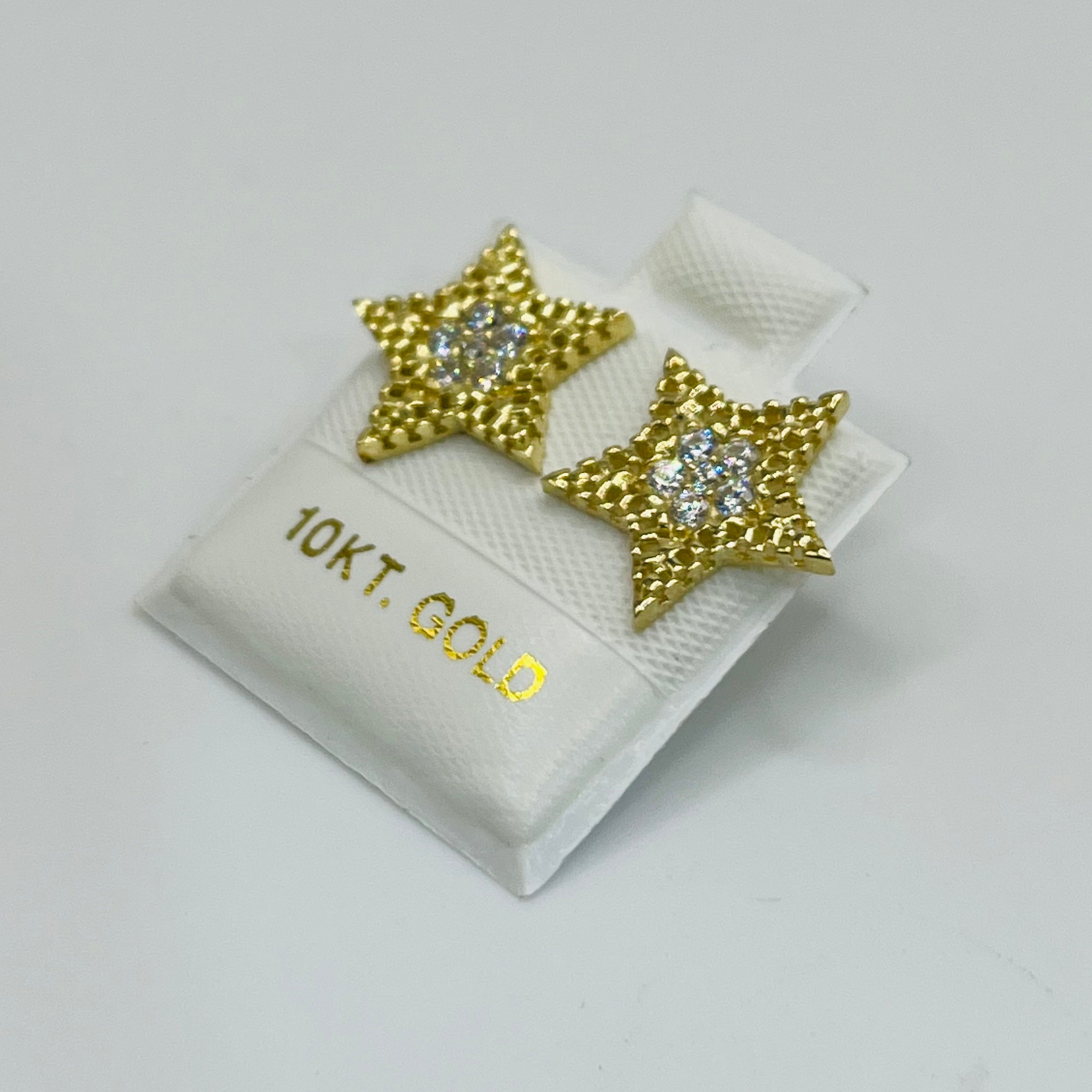 Gold Plated CZ Star with RX Border Earrings