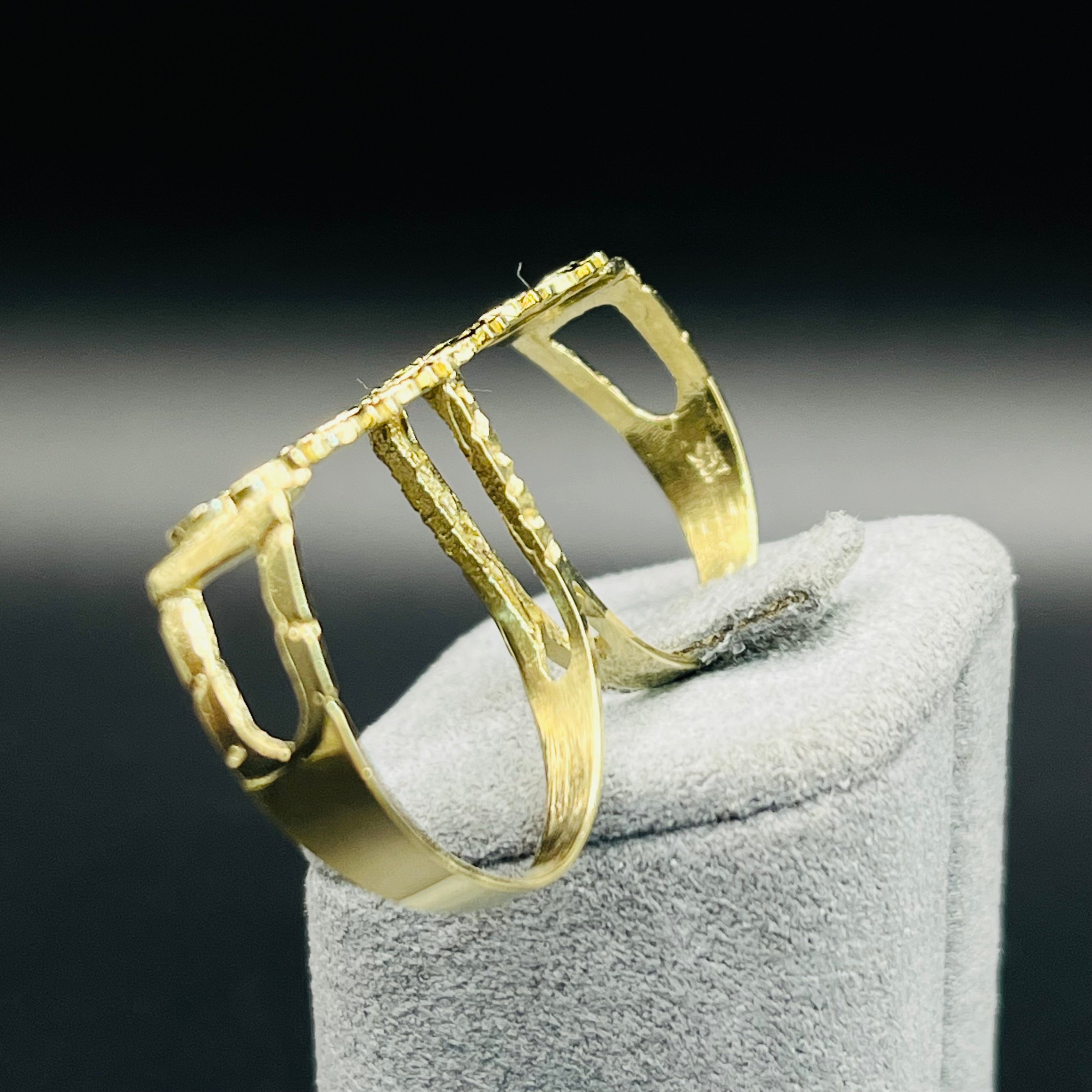Gold Plated Money Signs Two Finger Ring