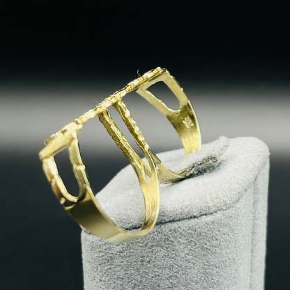 Gold Plated Money Signs Two Finger Ring