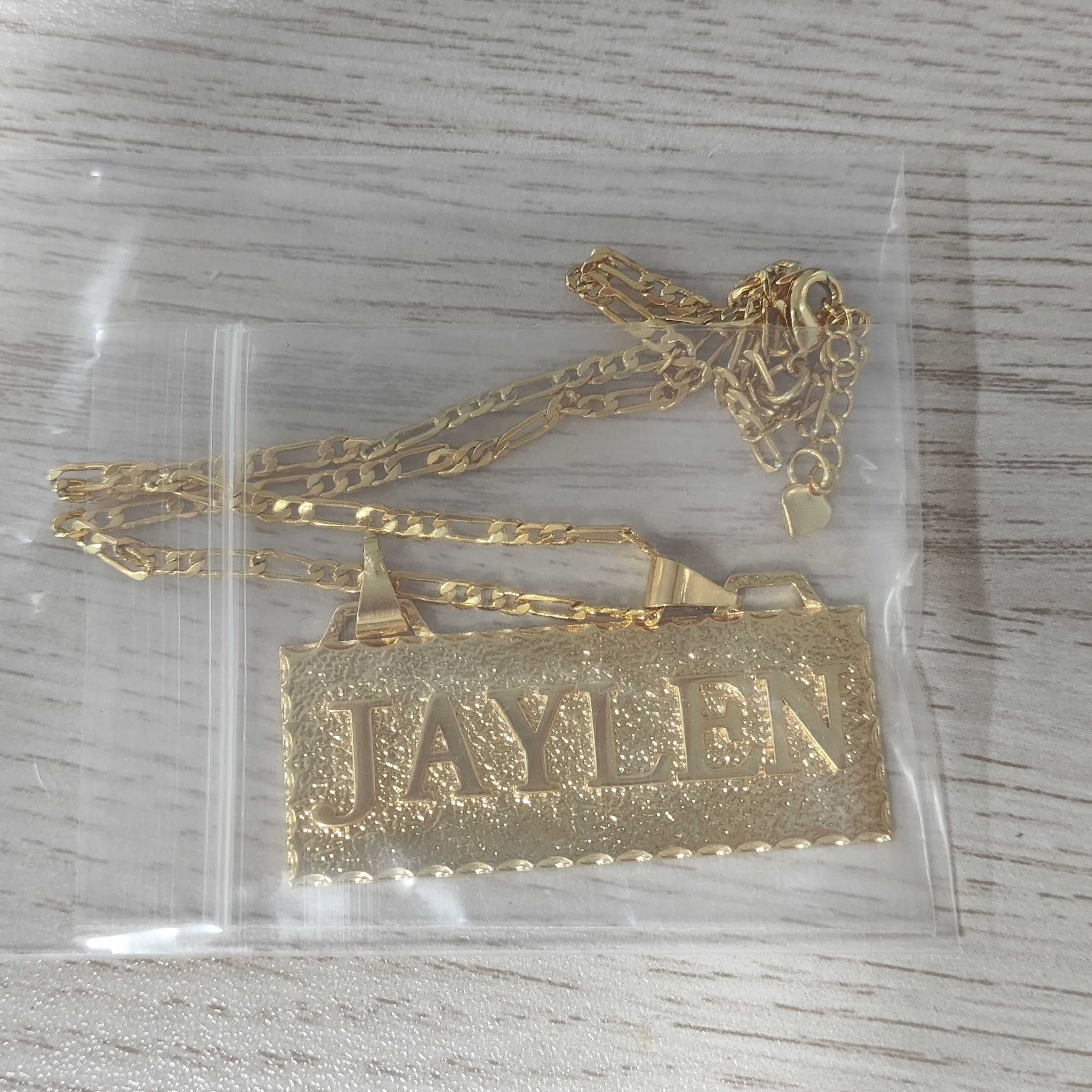 Big Charm Gold Plated Bar Necklace Personalized Custom Name Necklace 