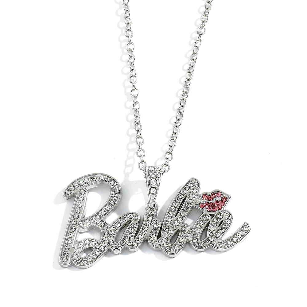 Zircon Inlay Hip Hop Lips Pendant Personalized Name Necklace