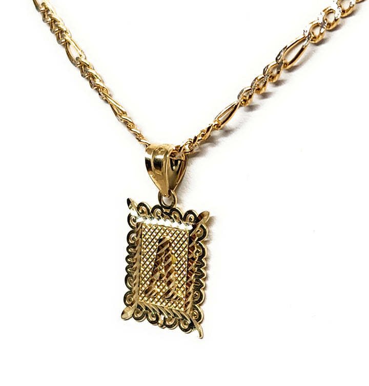Nugget Style Square Custom Initial Pendant Necklace