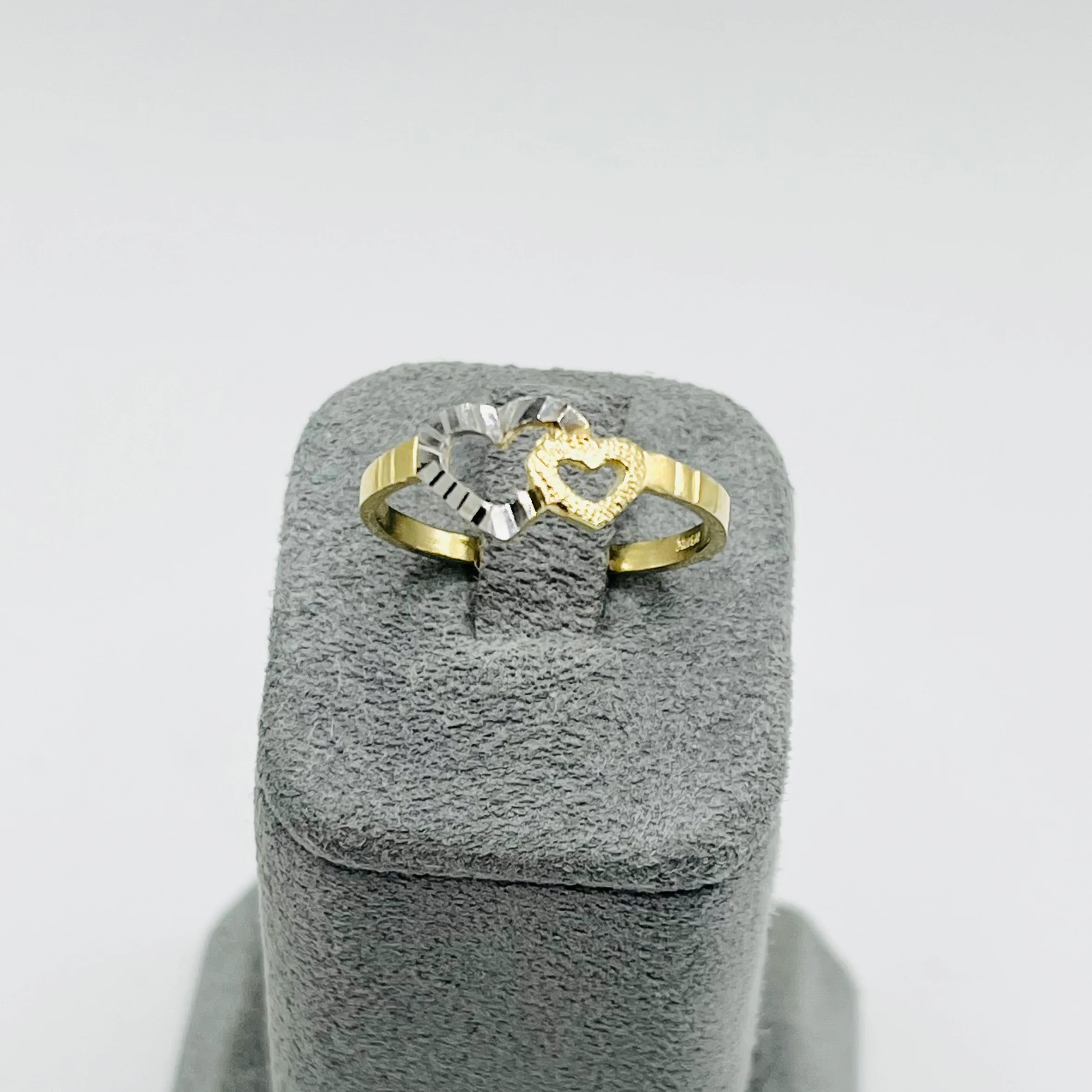 Gold Plated Two Tone Interlocking Heart Nugget Ring