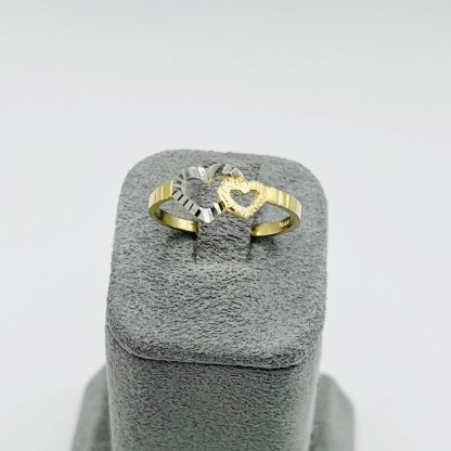 Gold Plated Two Tone Interlocking Heart Nugget Ring