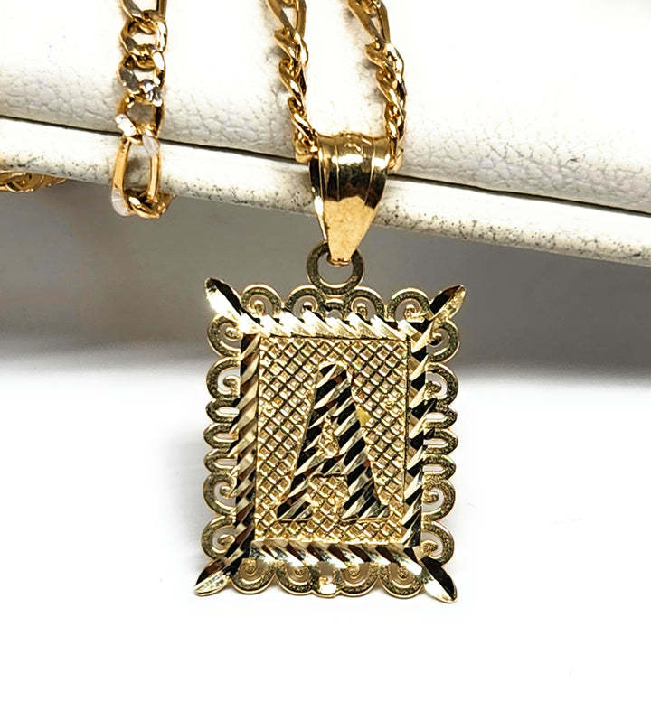 Nugget Style Square Custom Initial Pendant Necklace