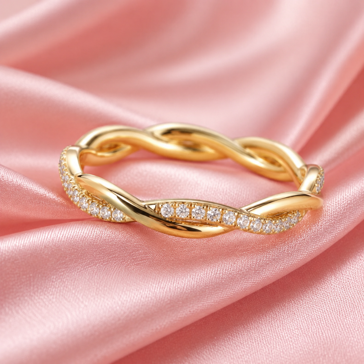 Twisted Infinity Zirconia Promise Ring Gold Plated