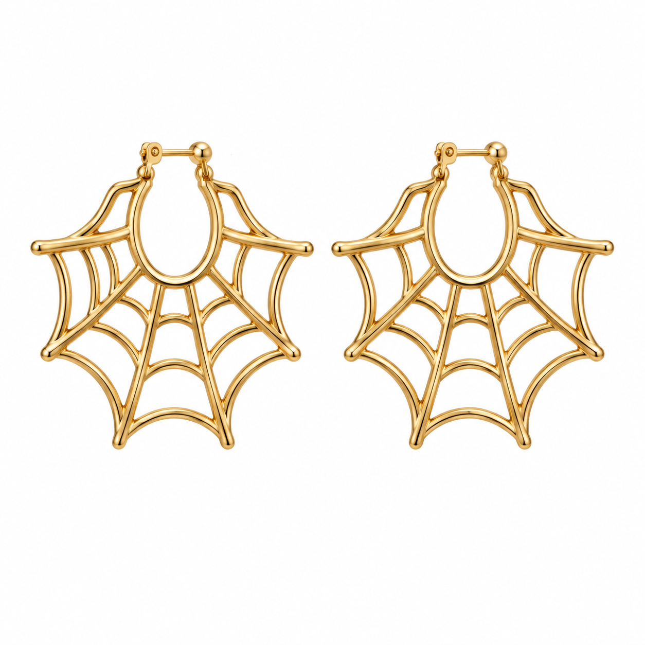 Halloween Gold Plated Statement Spiderweb Earrings