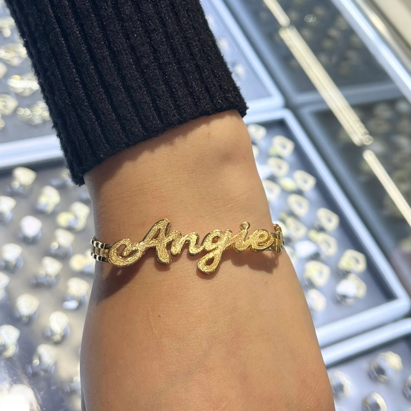 Gold Plated Custom Nameplate 5mm RX Chain Bracelet