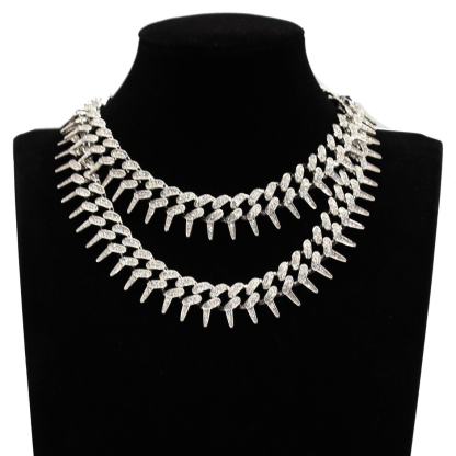 Alloy Punk Style Rivets Cuban Link Chain Necklace