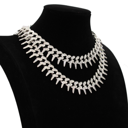 Alloy Punk Style Rivets Cuban Link Chain Necklace