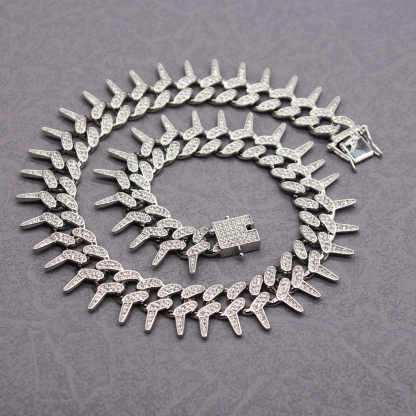 Alloy Punk Style Rivets Cuban Link Chain Necklace