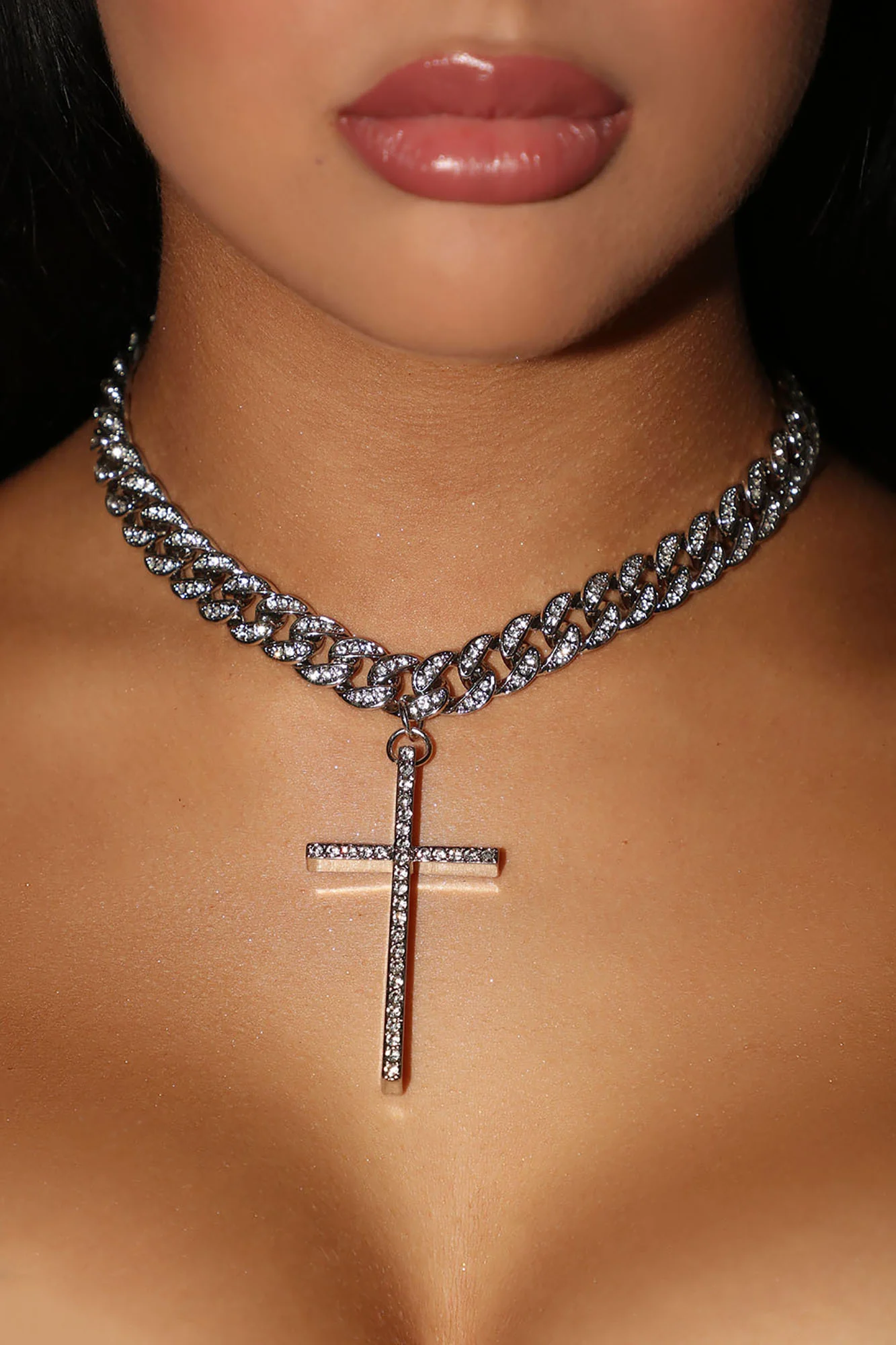 Cuban Chain Gold Plated Cross Necklace 