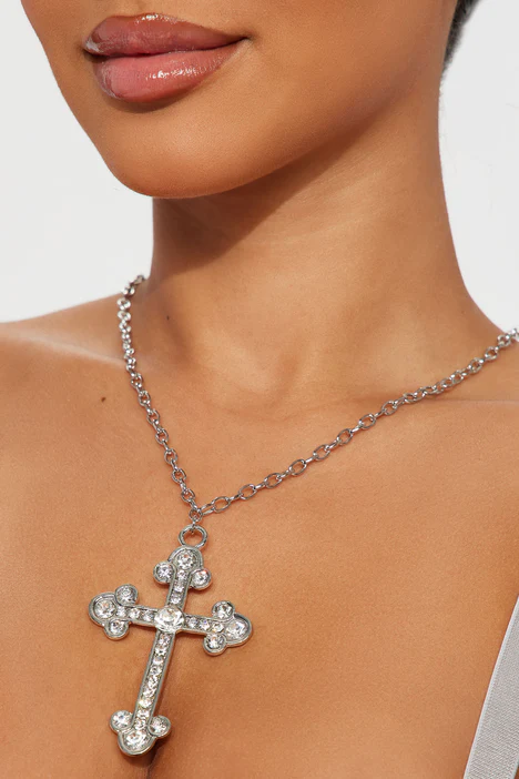 Infinity White Gold Plated Cross Necklace