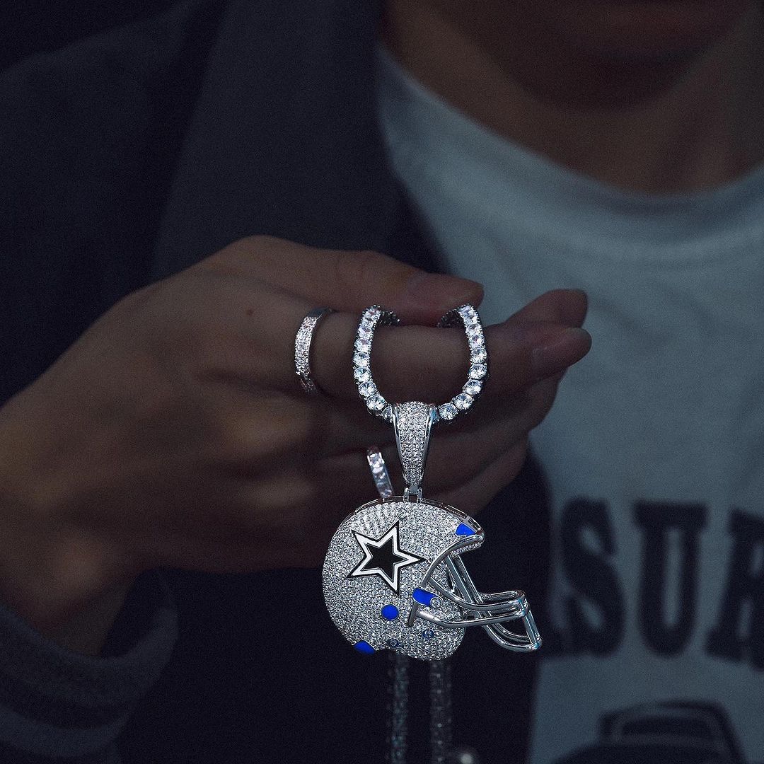 Iced Out Zircon Tennis Chain Baseball Cap Pendant Necklace