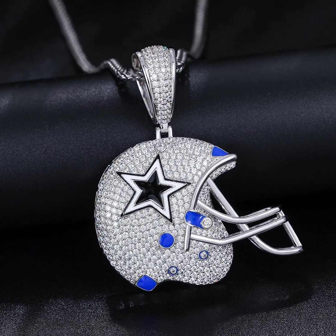Iced Out Zircon Tennis Chain Baseball Cap Pendant Necklace