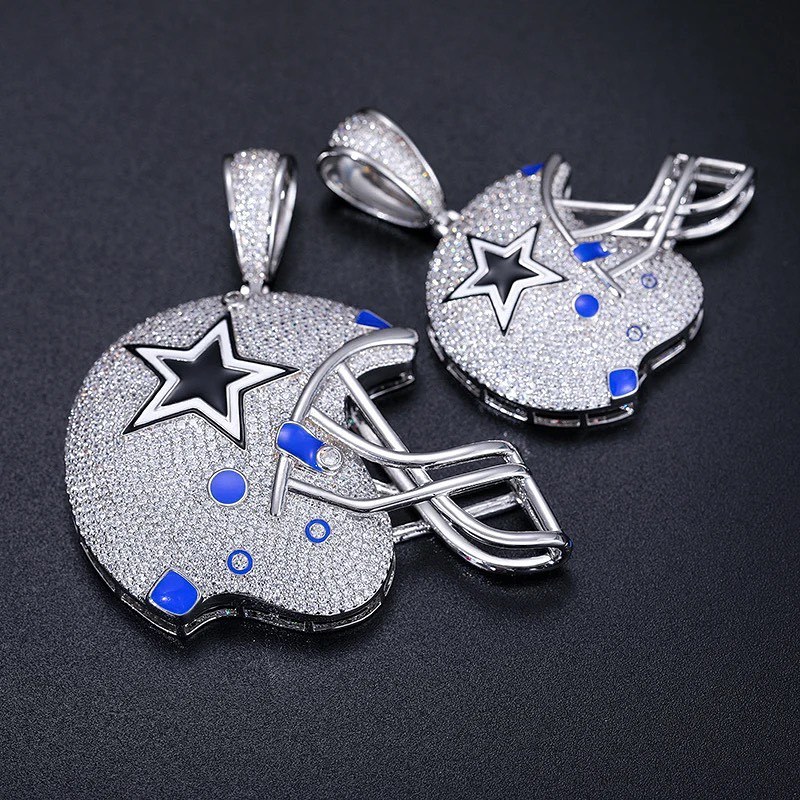 Iced Out Zircon Tennis Chain Baseball Cap Pendant Necklace