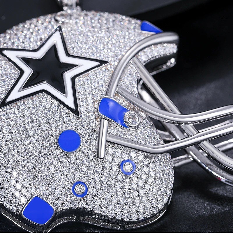 Iced Out Zircon Tennis Chain Baseball Cap Pendant Necklace