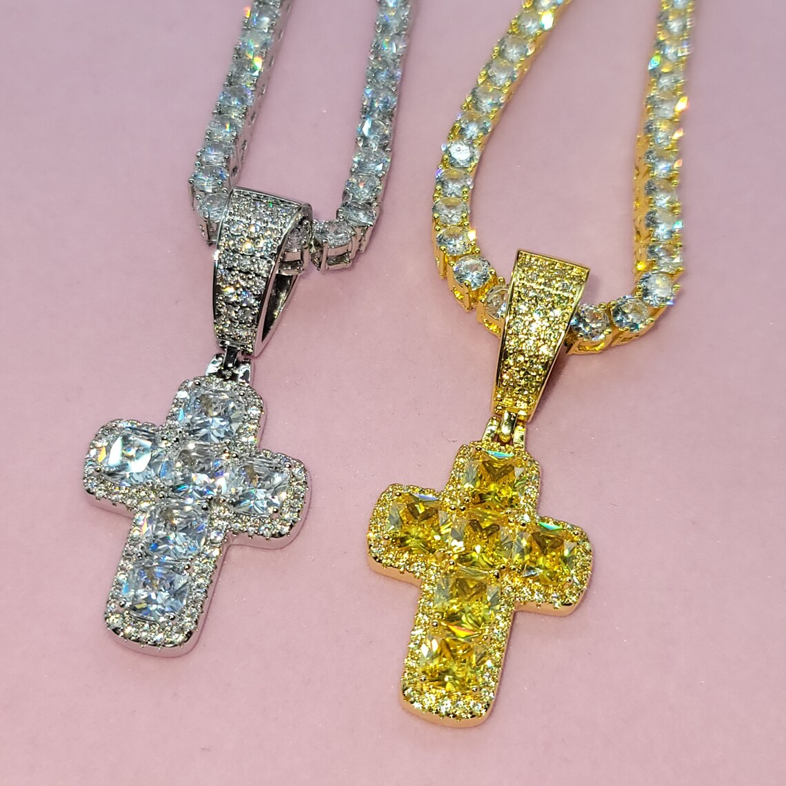 Tennis Chain With Zirconia Classic Cross Necklace