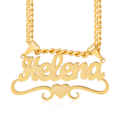 Heart Gothic Cuban Chain Personalized Custom Name Necklace