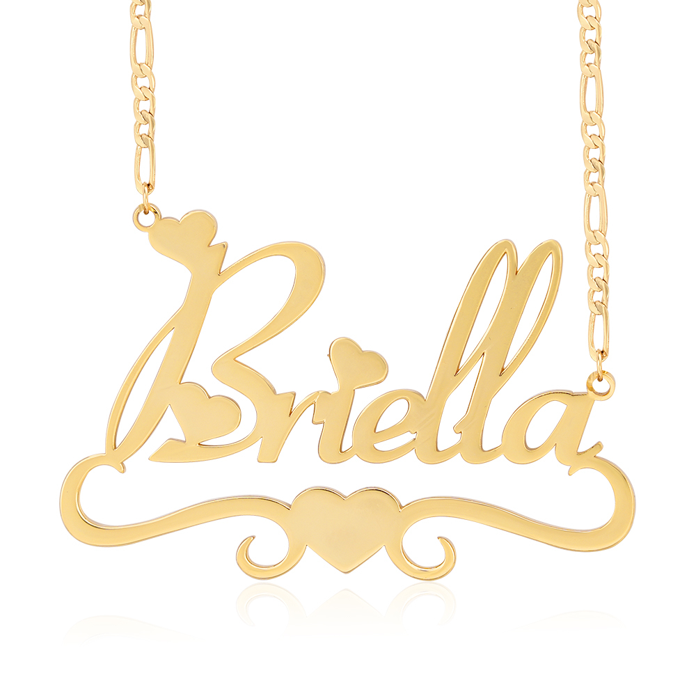 Heart Gold Plated Necklace Personalized Name Necklace