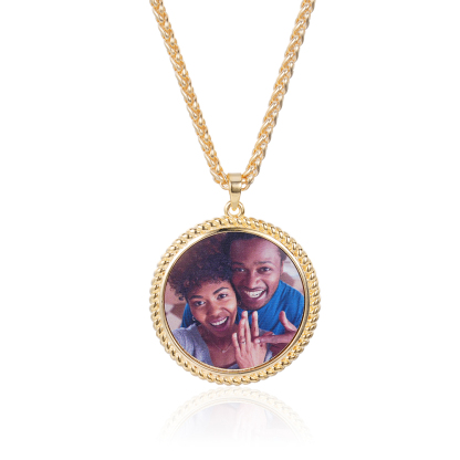 Photo Round Personalized Custom Hip Hop Necklace 