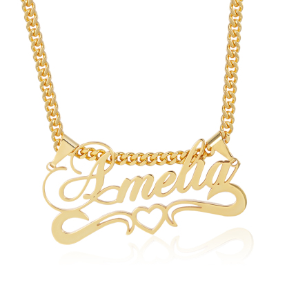 Heart Crown Necklace Personalized Custom Copper Silver Name Necklace