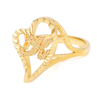Initial Letter Heart Ring Personalized Custom Engraved Ring
