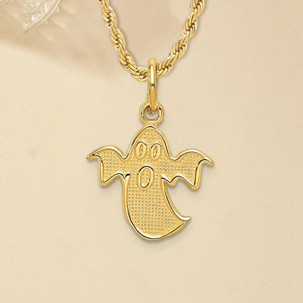 Gold Plated Textured Ghost Necklace