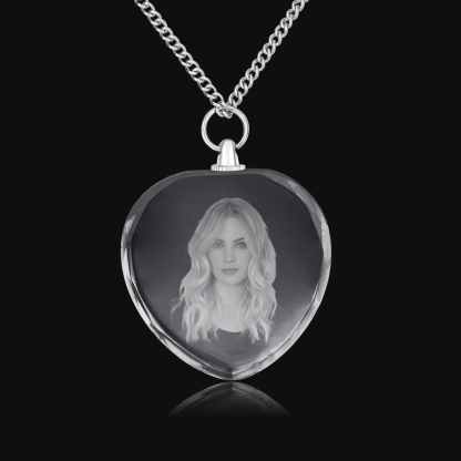 3D Crystal Photo Necklace Personalized Memorial Necklace With Picture Inside 