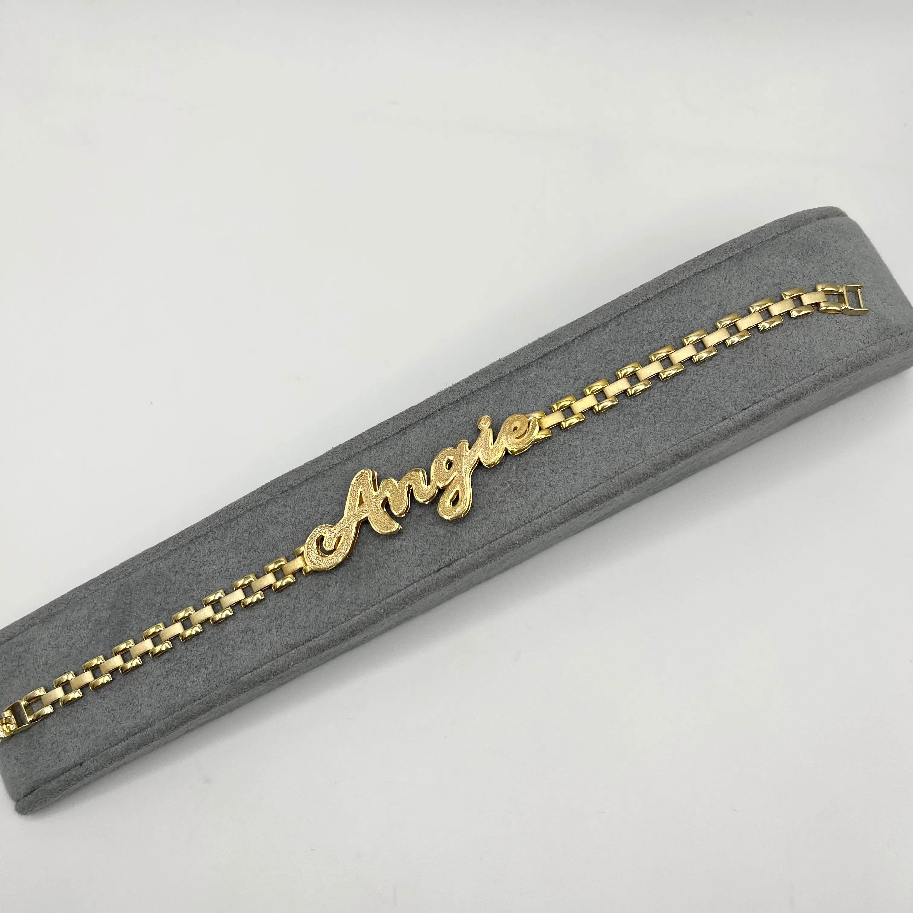Gold Plated Custom Nameplate 5mm RX Chain Bracelet