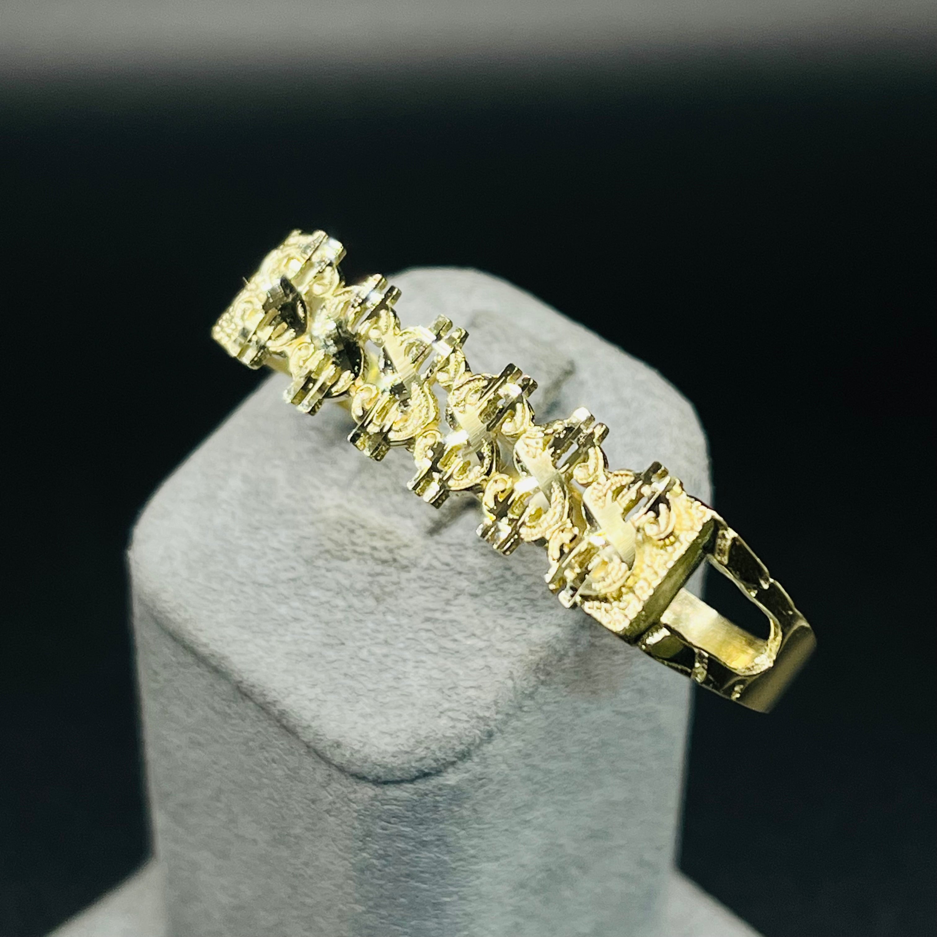 Gold Plated Money Signs Two Finger Ring