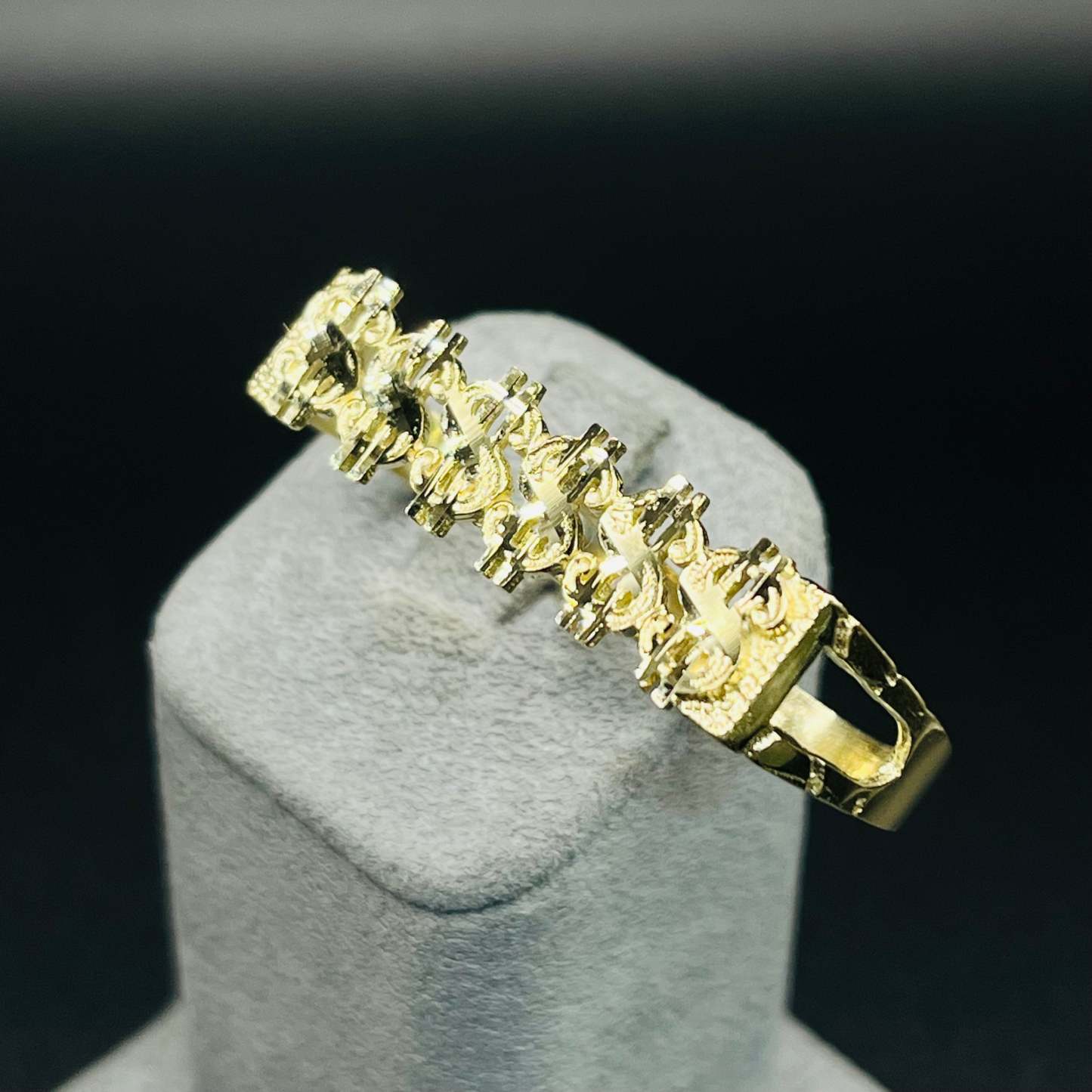 Gold Plated Money Signs Two Finger Ring