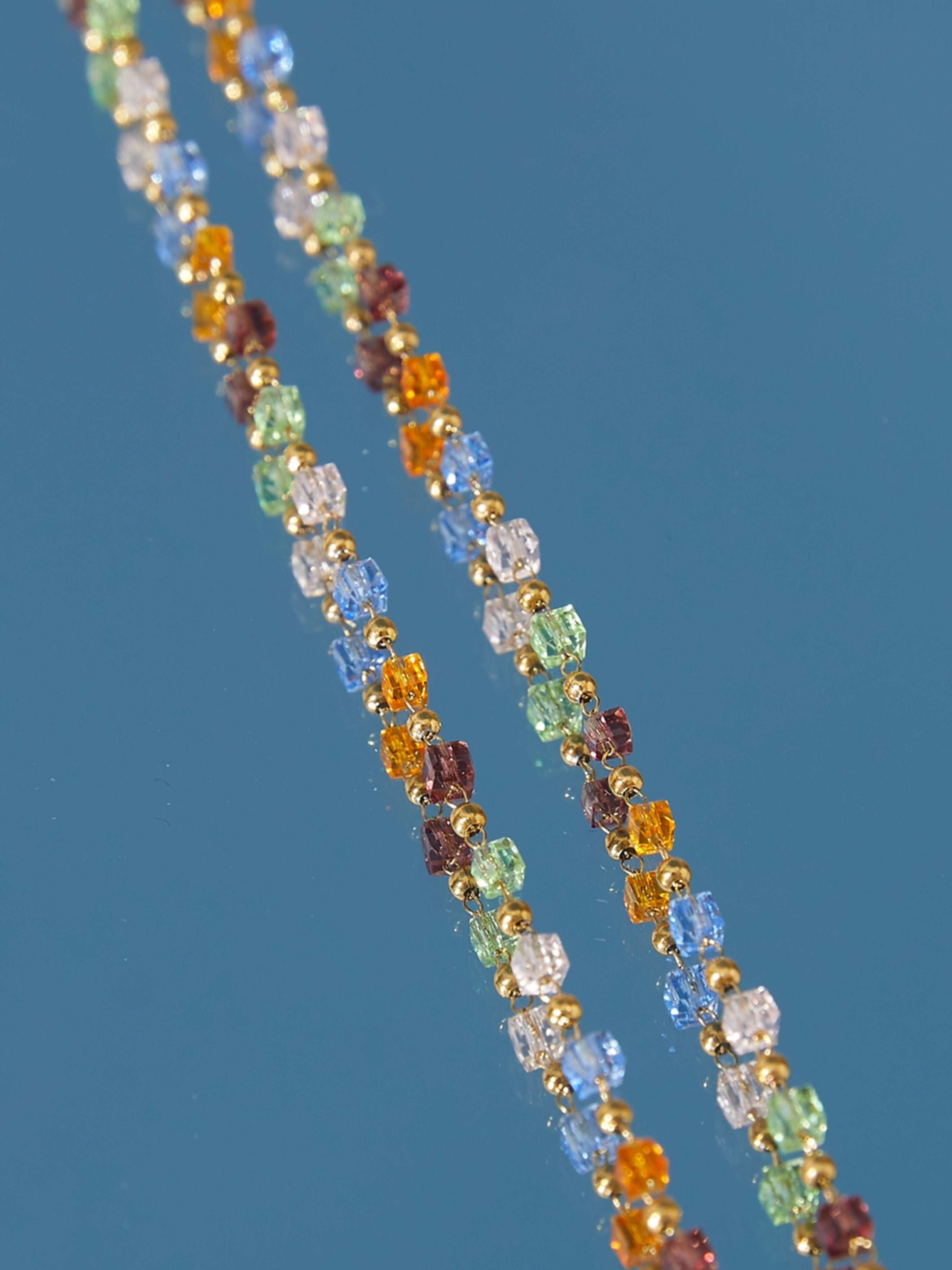 Colorful Stone Cross Pendant Necklace Christian Jewelry