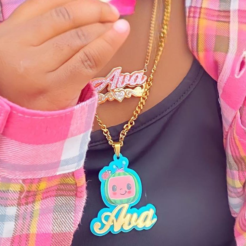 Cute Cartoon Watermelon Necklace Personalized Acrylic Name Necklace for Children