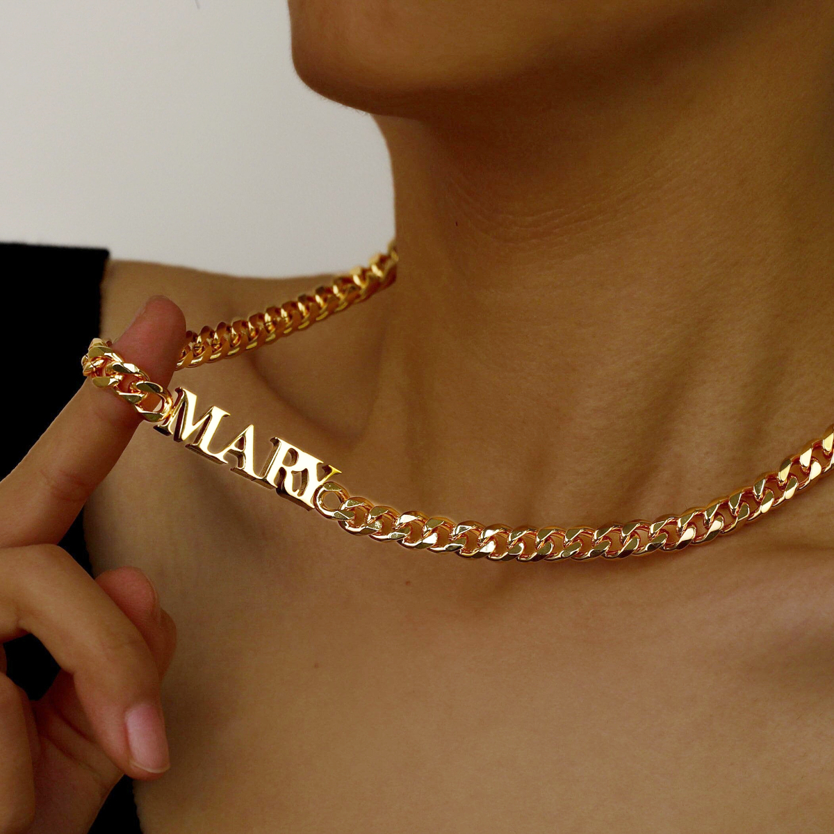 Cuban Chain Bold Letter Personalized Custom Vintage Necklace