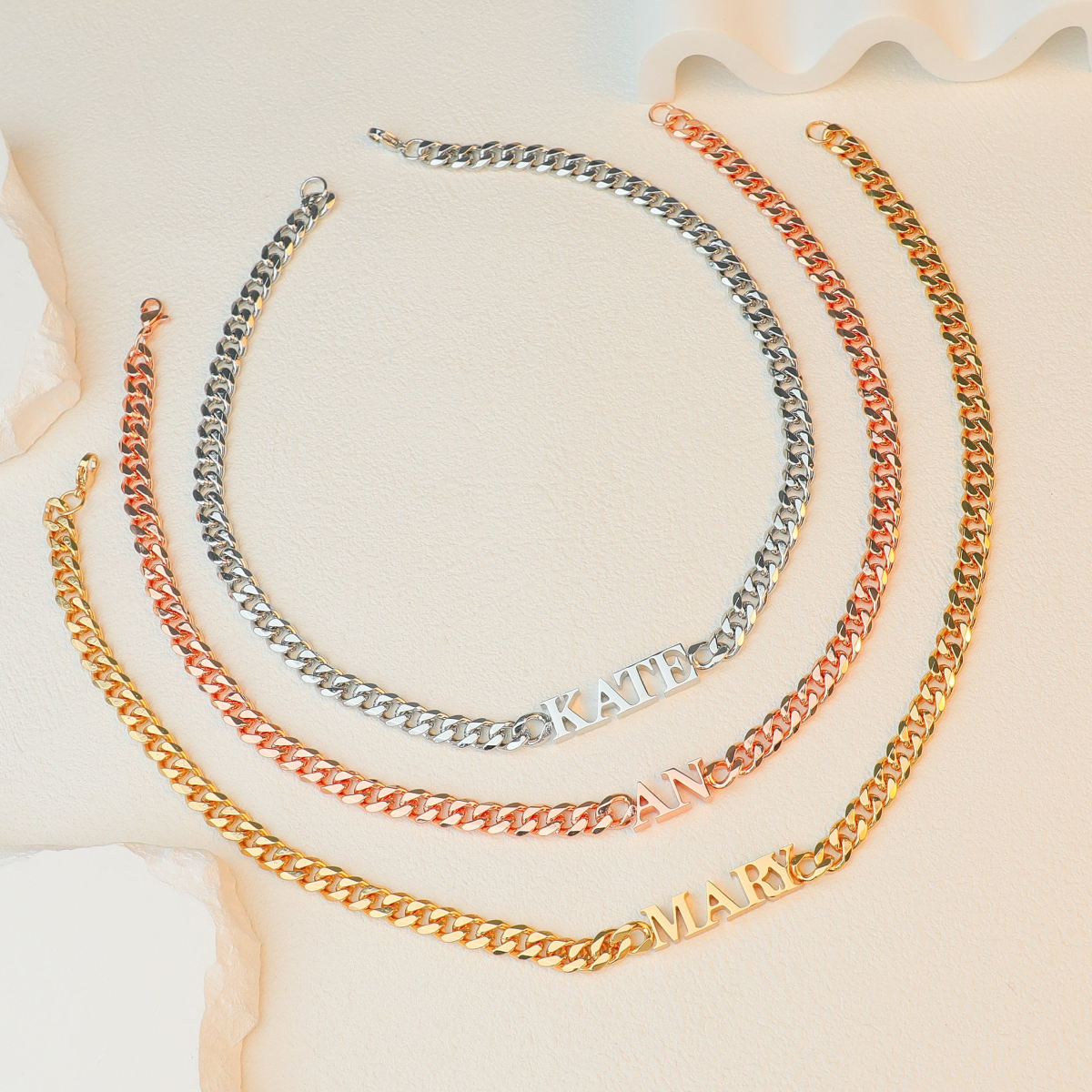 Cuban Chain Bold Letter Personalized Custom Vintage Choker Necklace