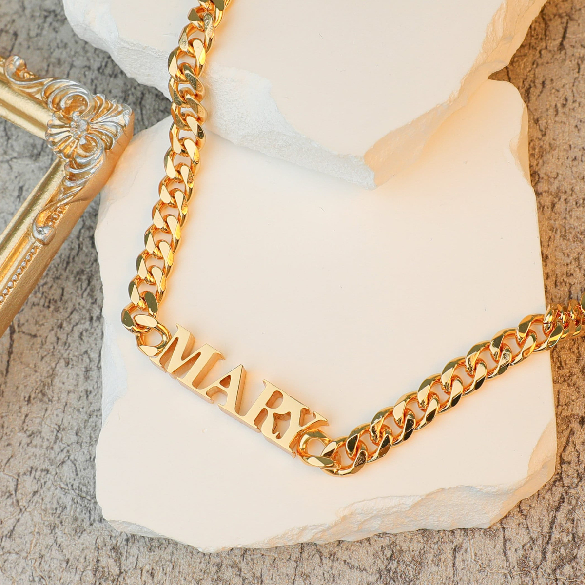 Cuban Chain Bold Letter Personalized Custom Vintage Choker Necklace